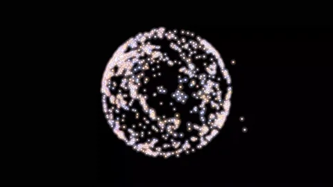 Small glowing particles randomly move around the sphere. Stock Footage 227345937