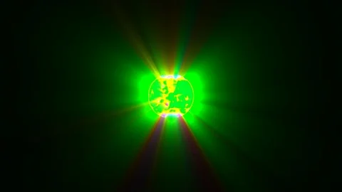 Small Glowing Rays Ball Multicolored Green Abstract Motion Background Loop Video stock 101772091