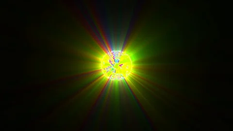 Small Glowing Rays Ball Multicolored Yellow Abstract Motion Background Loop Stock Footage 101772323