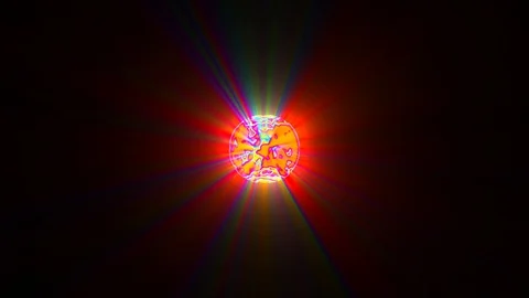 Small Glowing Rays Ball Multicolored Red Abstract Motion Background Loop Stock Footage 101772927