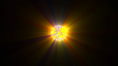 Small Glowing Rays Ball Multicolored Yellow Orange Motion Background Loop Stock Footage 101773571