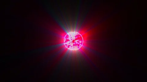 Small Glowing Rays Ball Multicolored Dark Red Abstract Motion Background Loop Stock Footage 101773910