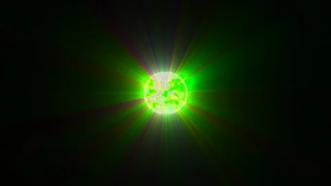 Small Glowing Rays Ball Multicolored Bright Green Motion Background Loop Stock Footage 101774091