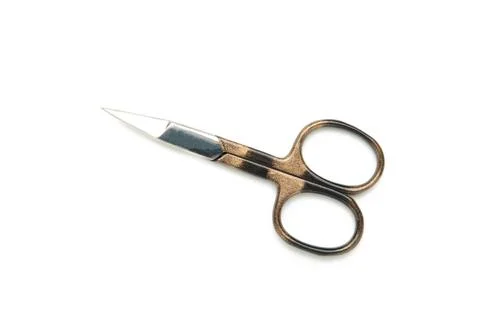 Small gold manicure scissors isolated on white background Stock Photos