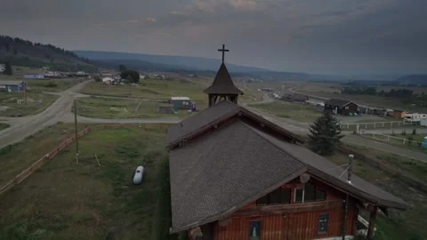 Small Gothic Chapel In The Forest. A Humble Modest Christian Church Stock Footage 307117100