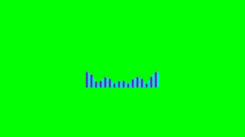 A small graphical audio wave form centered on a bright chroma green backgroun Video stock 340904450
