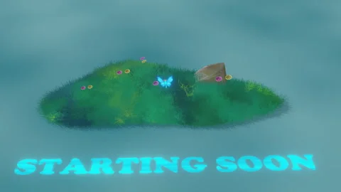 Small Grassy Island Surrounded By Ocean Waves : Starting Soon Screen Stock Footage 245963049
