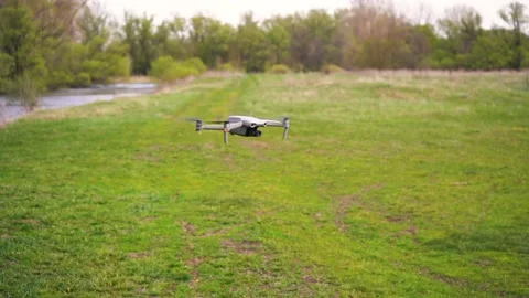 Small gray drone brand DJI rotates moscow russia 20 august 2021 스톡 동영상 162300541