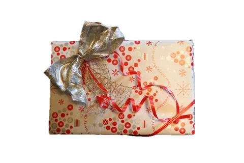 A small gray gift box on black background Stock Photos