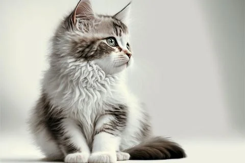 Small gray kitten isolated on white background Stock Illustration