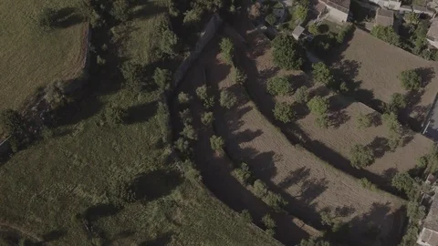 Small green area next to town, drone footage, Mallorca, colors corrected 4k Stock Footage 90162785