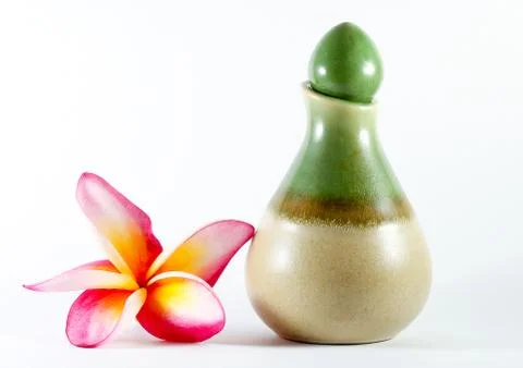 Small green bottles spa Stock Photos