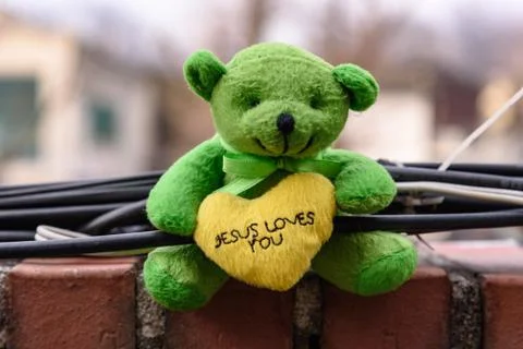 Small green teddy bear Stock Photos