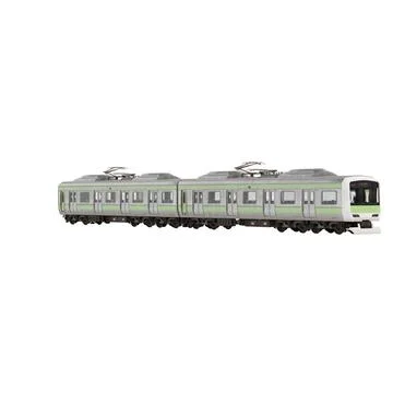A small green train is shown on white background, 3d rendering イラスト素材