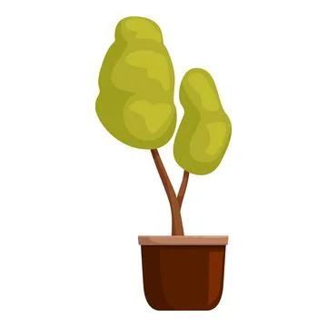 Small green tree growing in brown pot on white background Stock Illustration