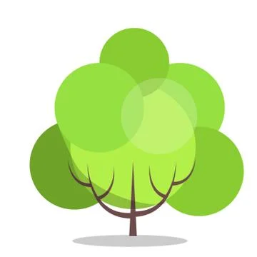 Small green tree isolated on white close up illustration Stock Illustration