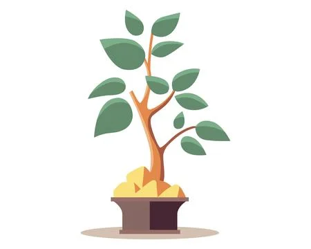 Small green tree in a seedling pot. Stock Illustration