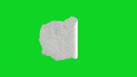 Small grey crumpled paper piece floating flat revealing animated on green Stock Footage 335216509