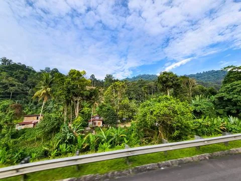 A small group of houses in a tiny Malay village in Perak State, Malaysia. vie Stock Photos