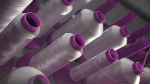 Small group of threads and coils on the weaving loom Stock Footage 240757175