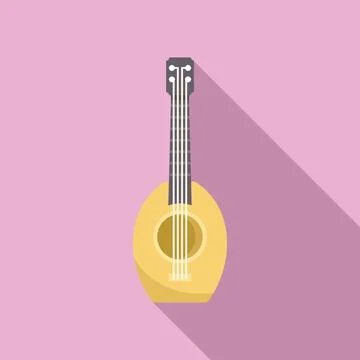 Small guitar with four strings on pink background 스톡 일러스트