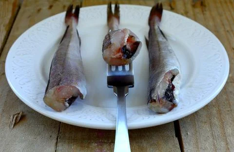 Small hakes &amp; fork Stock Photos