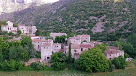 Small hamlet in the center of the circus of Navacelles, in Occitanie, France Stock Footage 242347202