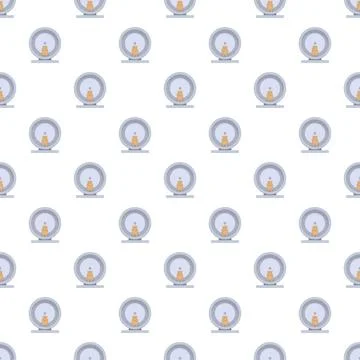 Small hamster exercising in wheel seamless pattern Stock Illustration