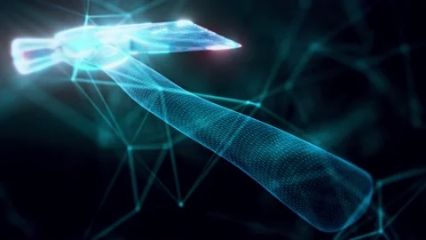 Small hand axe hologram Close up 4k Stock Footage 148483646
