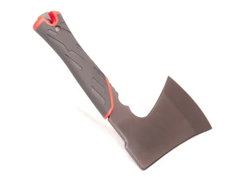 Small hand axe with plastic handle isolated on white background Stock Photos