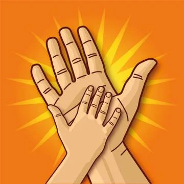 Small hand of a child on a large hand Stock Illustration