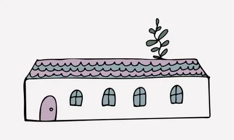 Small hand drawn house Stock Illustration