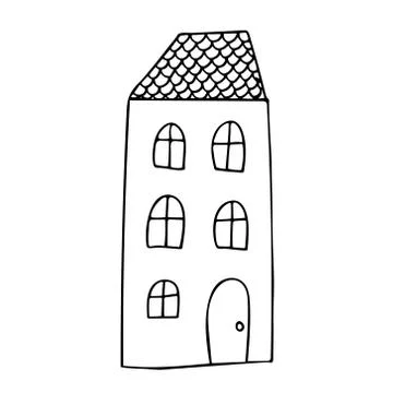 Small hand drawn house Stock Illustration