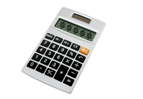 Small handheld calculator for math figures Stock Photos