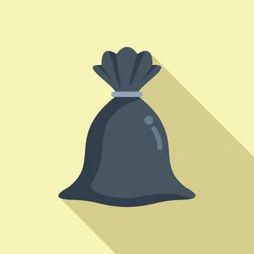 Small handle bag of trash icon flat vector. Eco sack イラスト素材