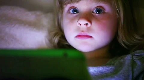 Small happy child with tablet. Stock Footage