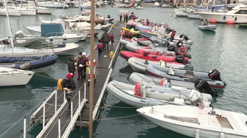 The small harbor after the race Video stock 61121988