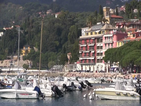 Small harbor with background buildings 5 Stock Footage 80757605
