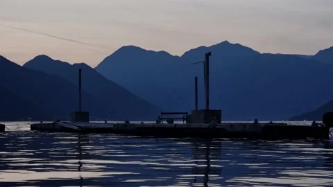 Small harbor evening sunset view Stock Footage 236918184