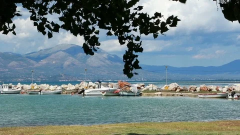 Small Harbor in Greece Stock Footage 100269217