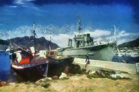 Small harbor Stock Illustration