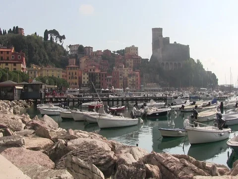 Small harbor, view from the rock coast 2 Stock Footage 80757468