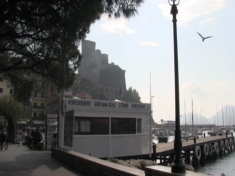 Small harbor, view from the town 3 Stock Footage 80757518