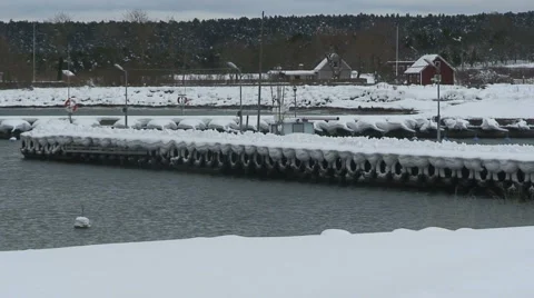 Small Harbor, Wintertime Stock Footage 959416