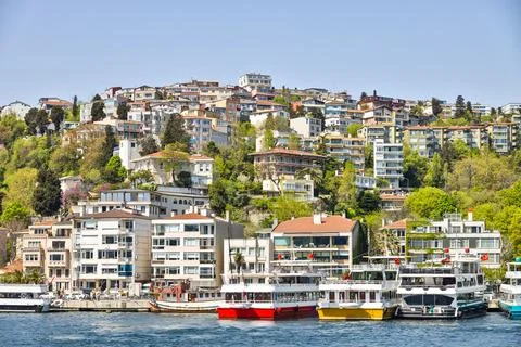 Small harbour on Bosphorus strait Stock Photos