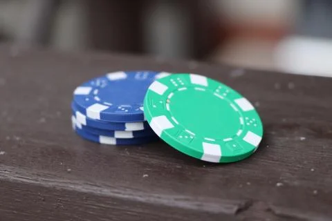 A small heap of jettons. Using in games as roulette, poker Stock Photos