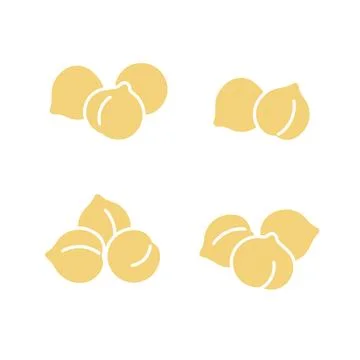 Small heaps of chickpeas set. Flat vector illustration isolated on white ba.. Stock Illustration