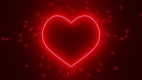 Small heart-shaped particles emitted from the red glowing heart Stock Footage 320619764