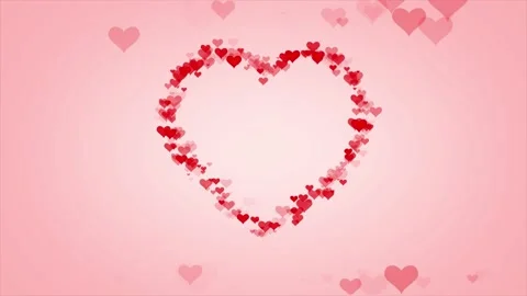 Small hearts in a big heart shape formation, pink background Stock Footage 134516988
