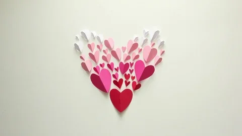 Small hearts to big heart stop motion animation Stock Footage 101299134